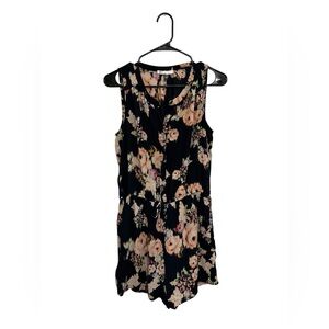 DR2 Black Floral Sleeveless Romper |‎ Size Small